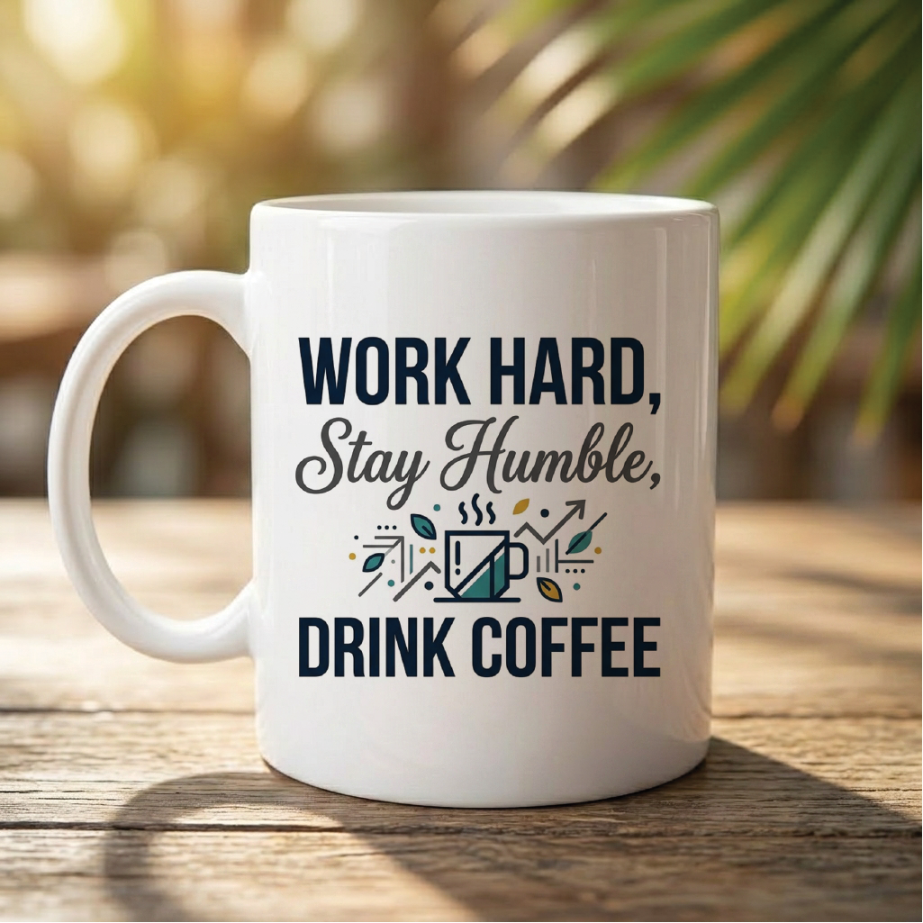 Work Hard, Stay Humble, Drink Coffee - Quote Printed Premium Coffee Mugs & Cups (5 Options) MG1067