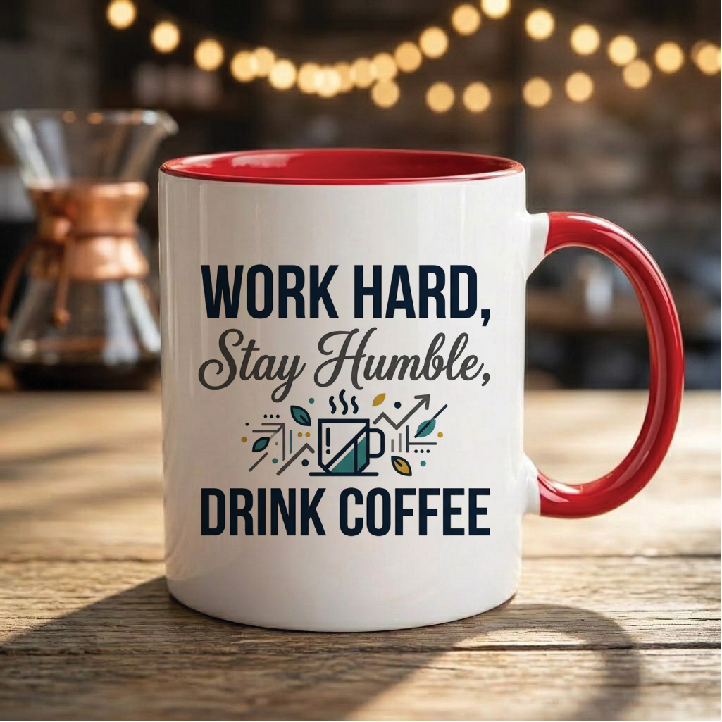 Work Hard, Stay Humble, Drink Coffee - Quote Printed Premium Coffee Mugs & Cups (5 Options) MG1067