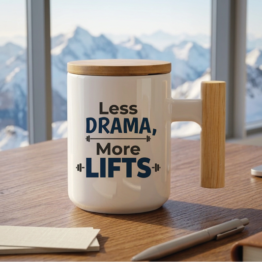 Less Drama, More Lifts - Quote Printed Premium Coffee Mugs & Cups (5 Options) MG1072