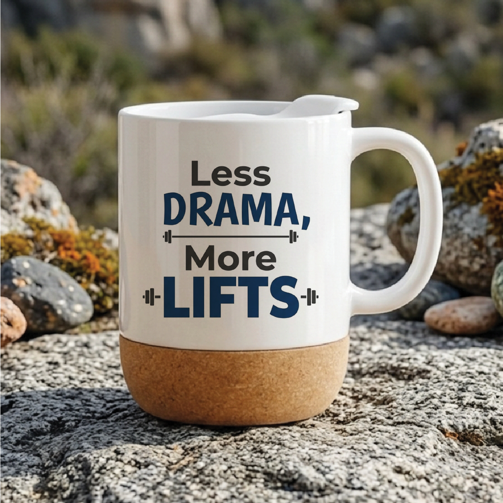 Less Drama, More Lifts - Quote Printed Premium Coffee Mugs & Cups (5 Options) MG1072