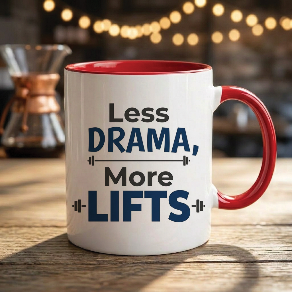 Less Drama, More Lifts - Quote Printed Premium Coffee Mugs & Cups (5 Options) MG1072