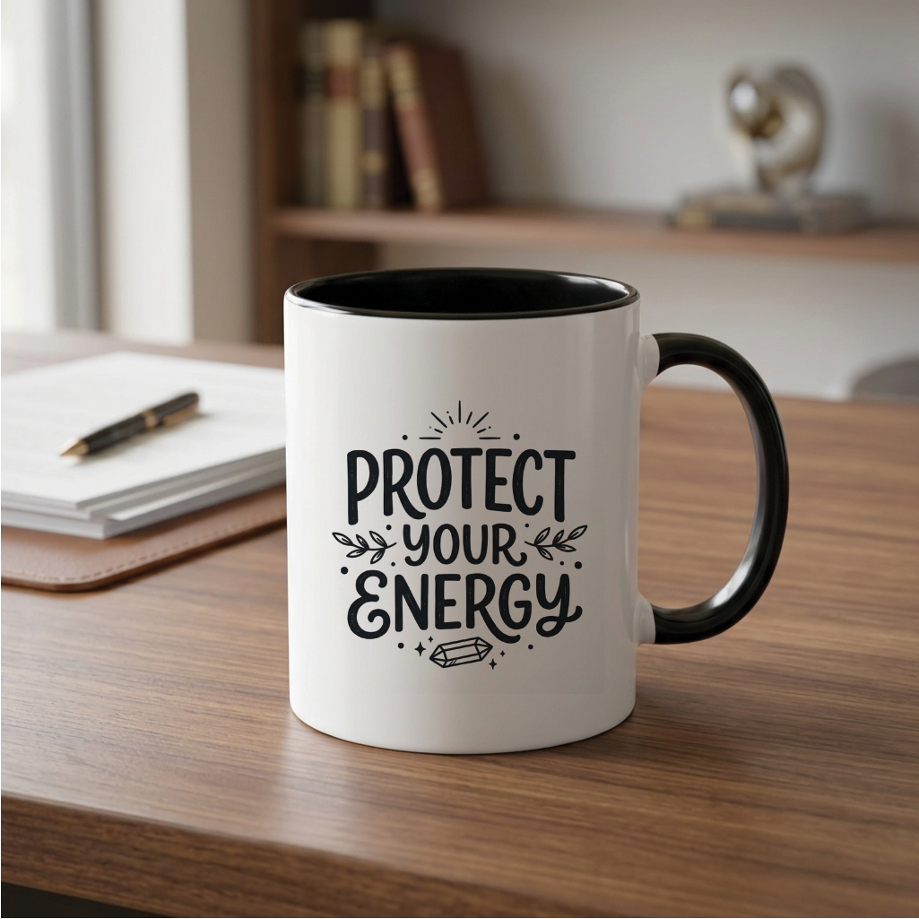 Protect Your Energy - Quote Printed Premium Coffee Mugs & Cups (5 Options) MG1076