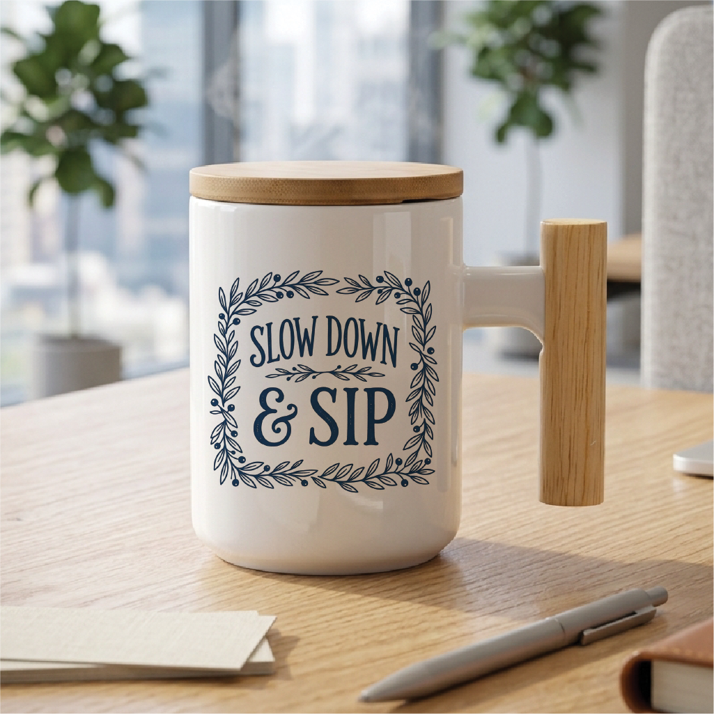 Slow Down & Sip - Quote Printed Premium Coffee Mugs & Cups (5 Options) MG1077
