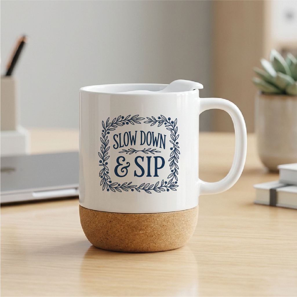 Slow Down & Sip - Quote Printed Premium Coffee Mugs & Cups (5 Options) MG1077