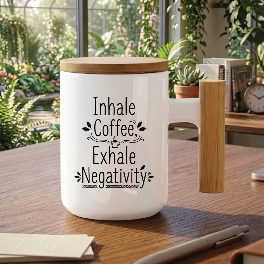 Inhale Coffee, Exhale Negativity - Quote Printed Premium Coffee Mugs & Cups (5 Options) MG1081