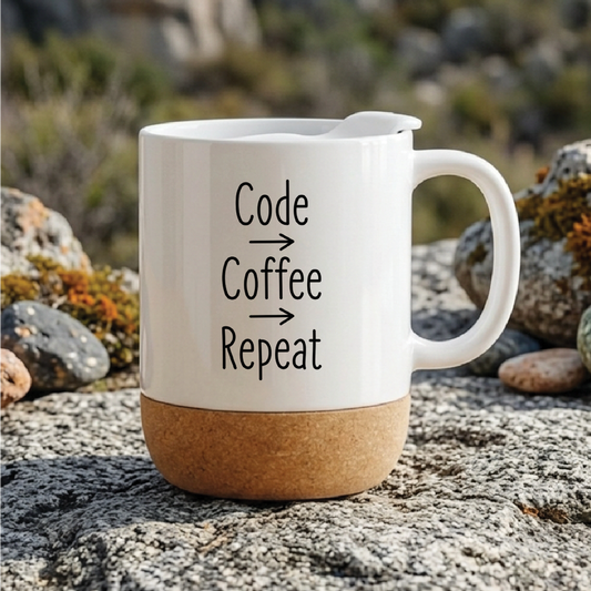 Code → Coffee → Repeat (Developers) - Quote Printed Premium Coffee Mugs & Cups (5 Options) MG1086