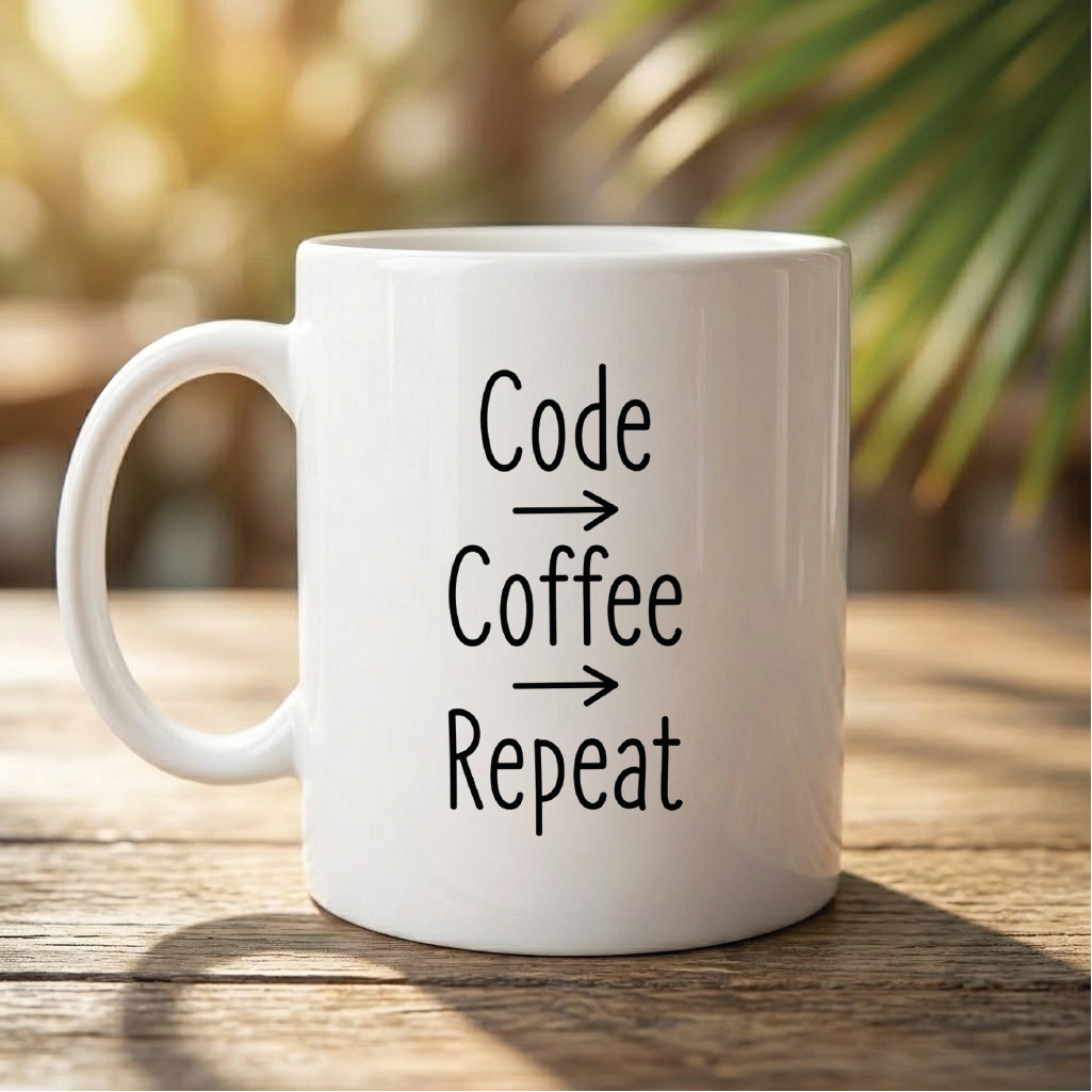Code → Coffee → Repeat (Developers) - Quote Printed Premium Coffee Mugs & Cups (5 Options) MG1086