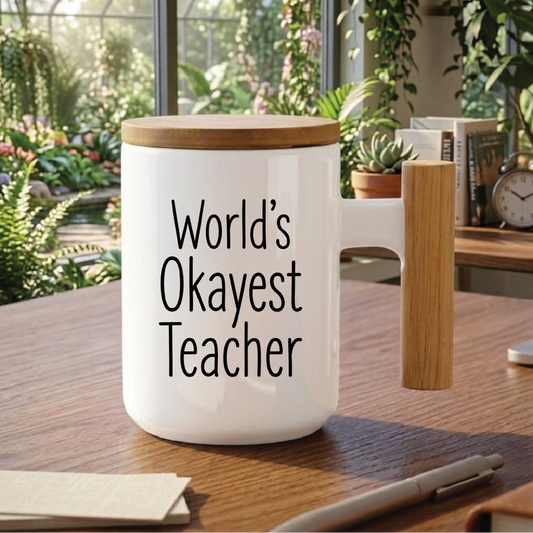 World's Okayest Teacher - Quote Printed Premium Coffee Mugs & Cups (5 Options) MG1088