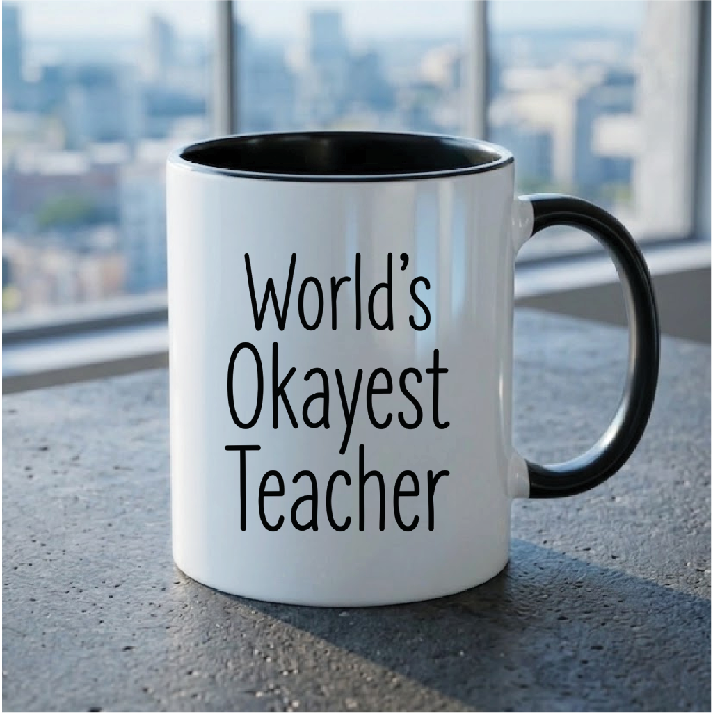 World's Okayest Teacher - Quote Printed Premium Coffee Mugs & Cups (5 Options) MG1088