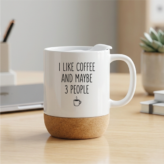 I Like Coffee and Maybe 3 People - Quote Printed Premium Coffee Mugs & Cups (5 Options) MG1095