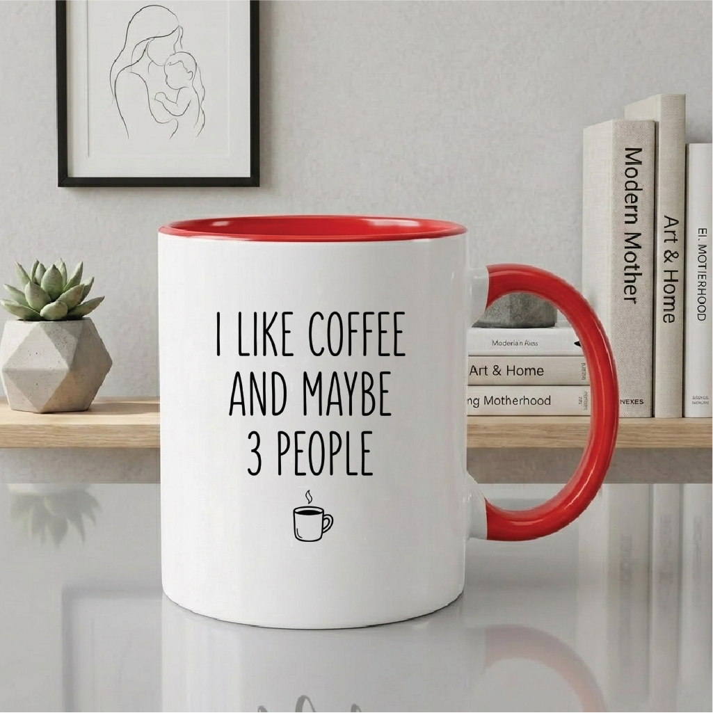 I Like Coffee and Maybe 3 People - Quote Printed Premium Coffee Mugs & Cups (5 Options) MG1095