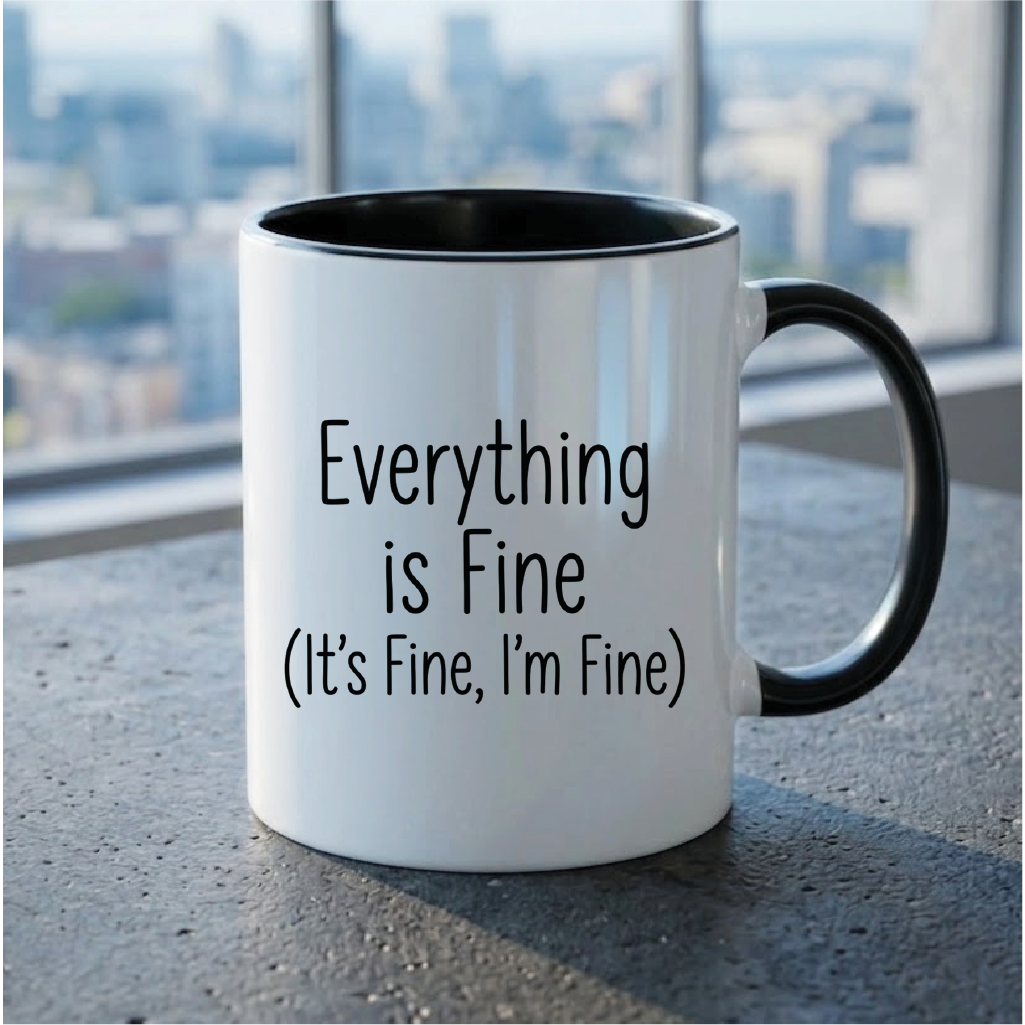Everything is Fine (It's Fine, I'm Fine) - Quote Printed Premium Coffee Mugs & Cups (5 Options) MG1096