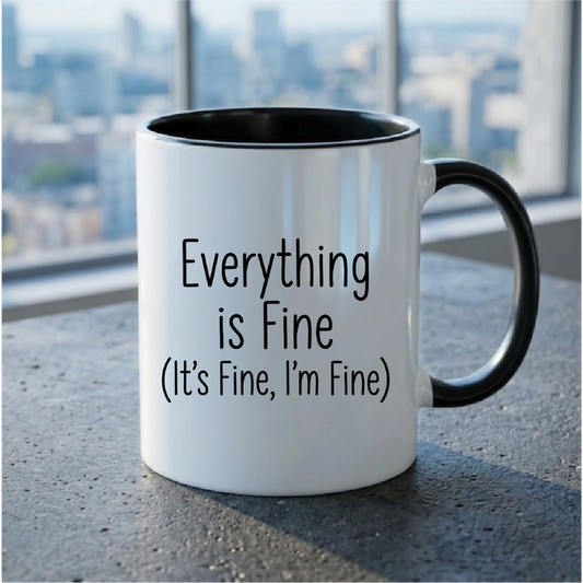 Everything is Fine (It's Fine, I'm Fine) - Quote Printed Premium Coffee Mugs & Cups (5 Options) MG1096