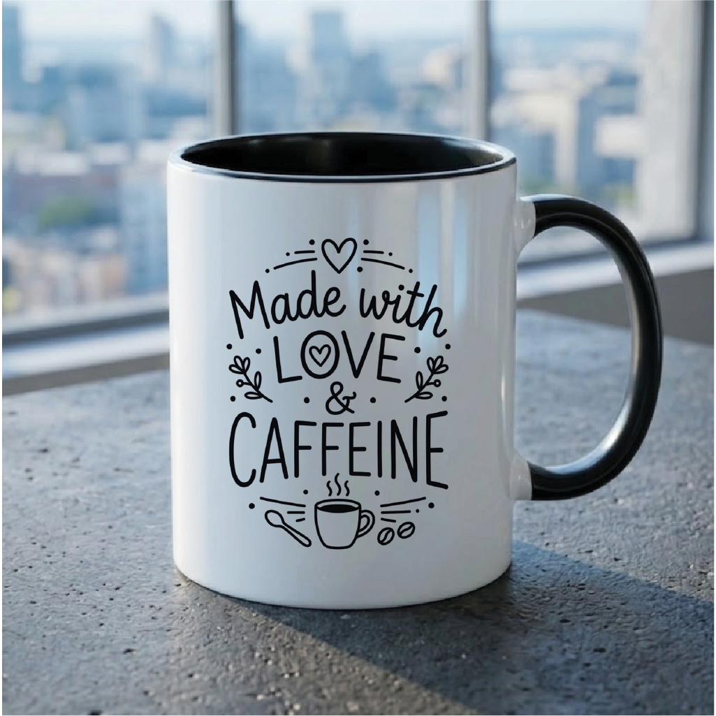 Made with Love & Caffeine - Quote Printed Premium Coffee Mugs & Cups (5 Options) MG1102