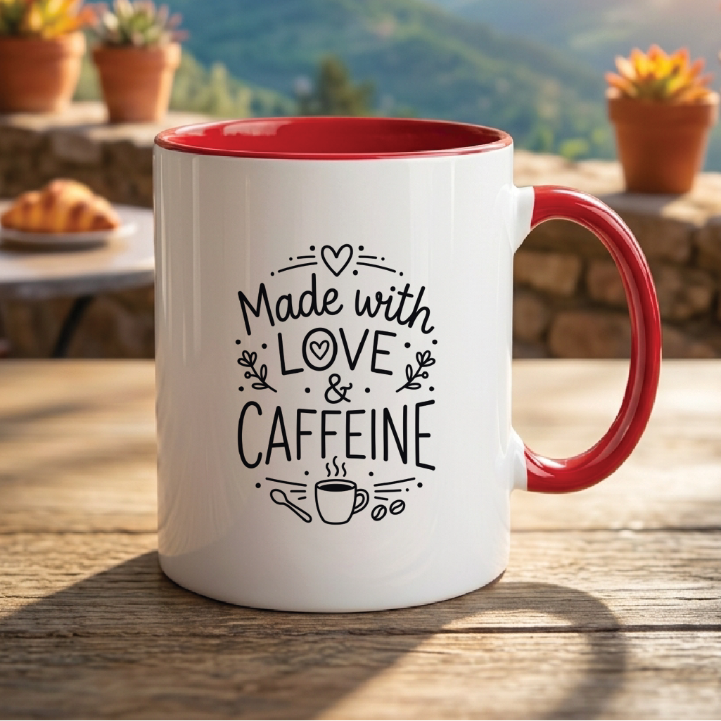 Made with Love & Caffeine - Quote Printed Premium Coffee Mugs & Cups (5 Options) MG1102