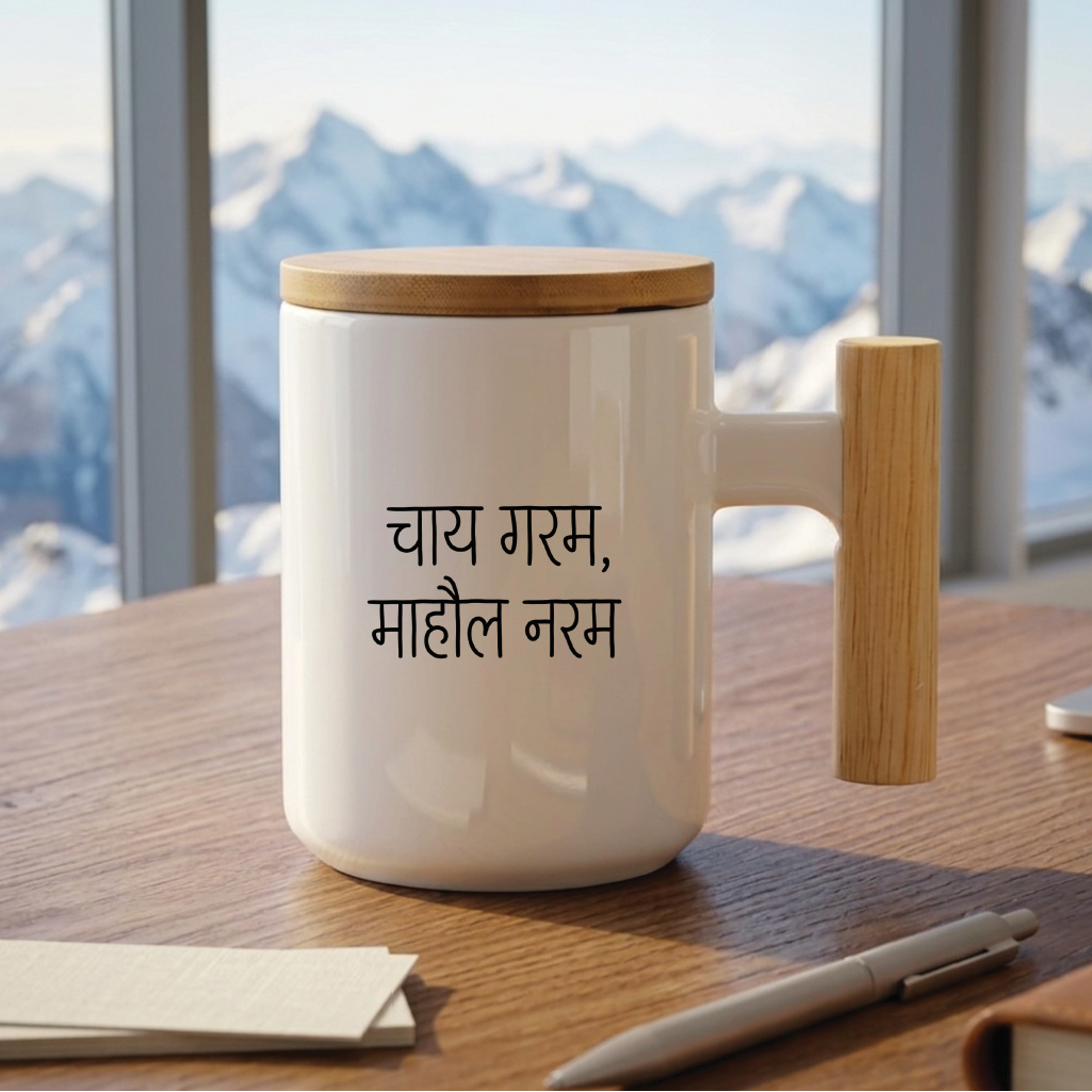 MG1104	"चाय गरम, माहौल नरम।" (Hot tea, relaxed vibe.) - Quote Printed Premium Coffee Mugs & Cups (5 Options)