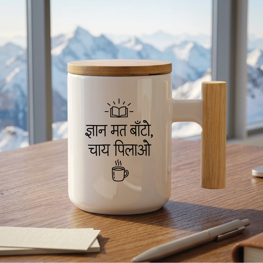 MG1109	"ज्ञान मत बाँटो, चाय पिलाओ।" (Don't preach, serve tea.) - Quote Printed Premium Coffee Mugs & Cups (5 Options)