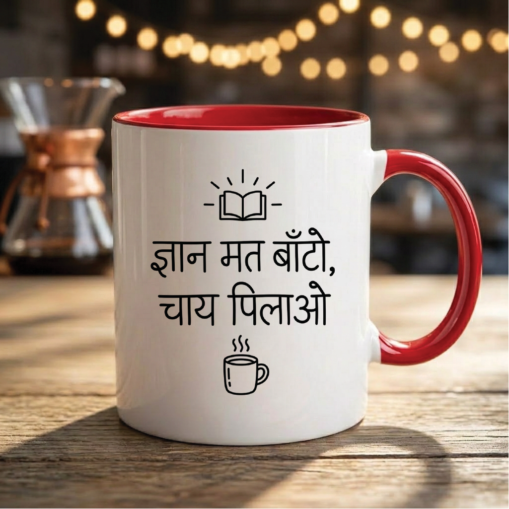 MG1109	"ज्ञान मत बाँटो, चाय पिलाओ।" (Don't preach, serve tea.) - Quote Printed Premium Coffee Mugs & Cups (5 Options)