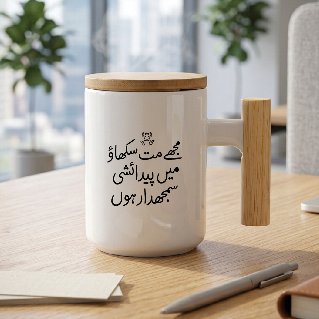 مجھے مت سکھاؤ، میں پیدائشی سمجھدار ہوں (Don't teach me, I was born smart) - Quote Printed Premium Coffee Mugs & Cups (5 Options) MG1134