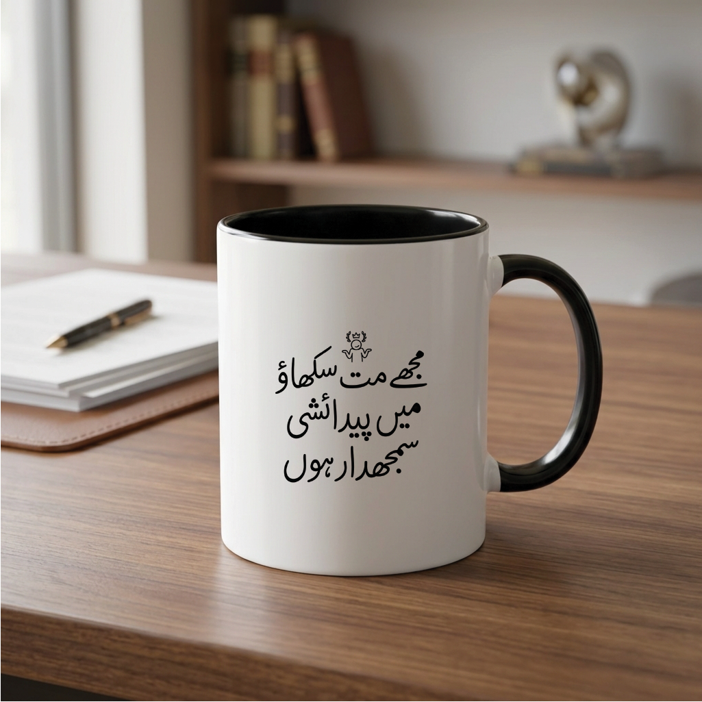 مجھے مت سکھاؤ، میں پیدائشی سمجھدار ہوں (Don't teach me, I was born smart) - Quote Printed Premium Coffee Mugs & Cups (5 Options) MG1134