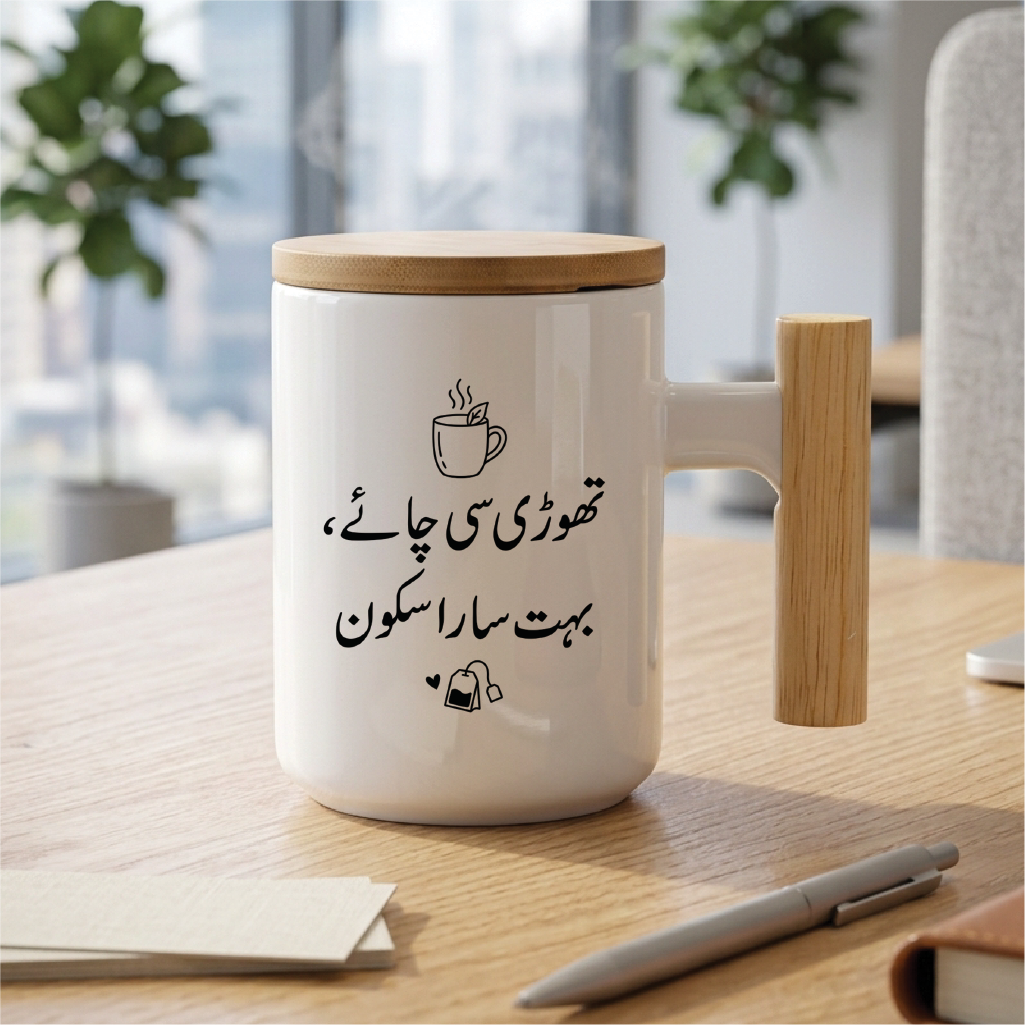 تھوڑی سی چائے، بہت سارا سکون (A little tea, a lot of peace) - Quote Printed Premium Coffee Mugs & Cups (5 Options) MG1152
