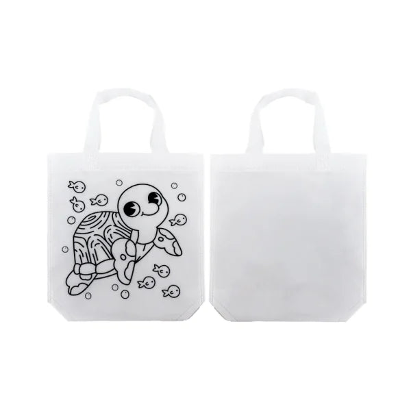 Mini Non-woven Bags 100GSM, 4Color Markers & Imprinted Turtle Outline (2 pcs)