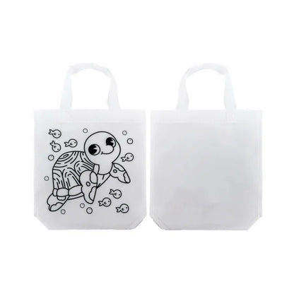 Mini Non-woven Bags 100GSM, 4Color Markers & Imprinted Turtle Outline (2 pcs)