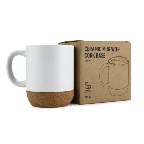 Personalized Cork Base Premium White Mug with Lid