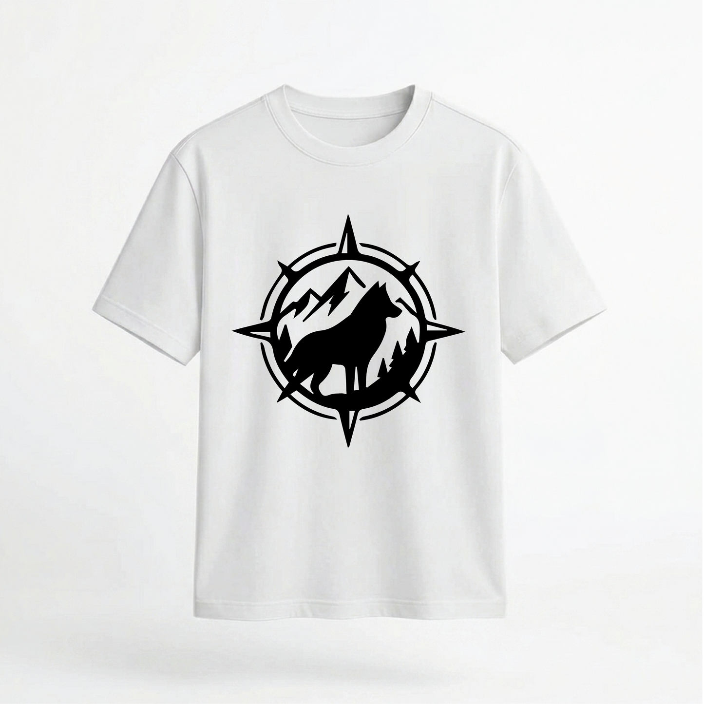 Wilderness Compass Wolf Adventure Graphic 100% Cotton Unisex T-Shirt