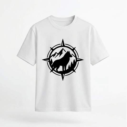 Wilderness Compass Wolf Adventure Graphic 100% Cotton Unisex T-Shirt