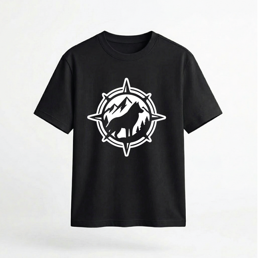 Wilderness Compass Wolf Adventure Graphic 100% Cotton Unisex T-Shirt