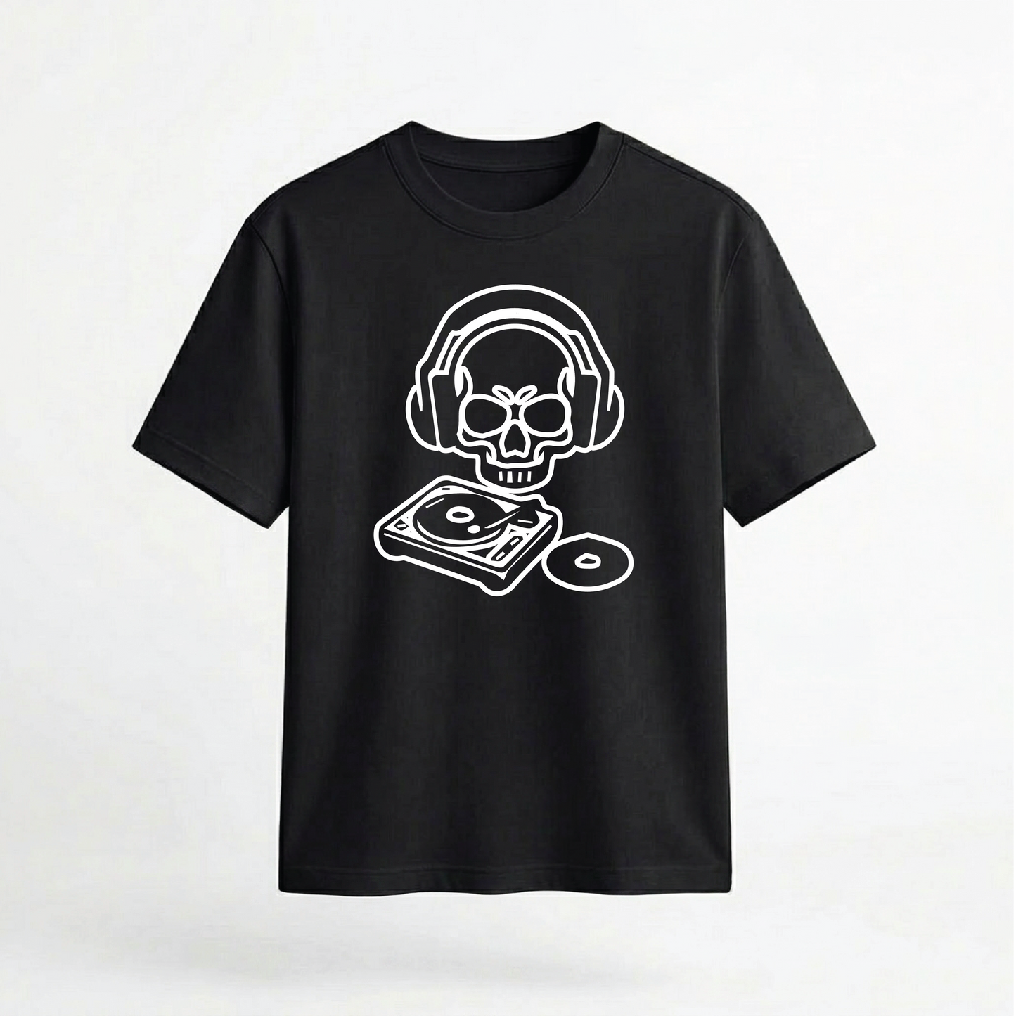 DJ Skull Turntable Graphic 100% Cotton Unisex T-Shirt