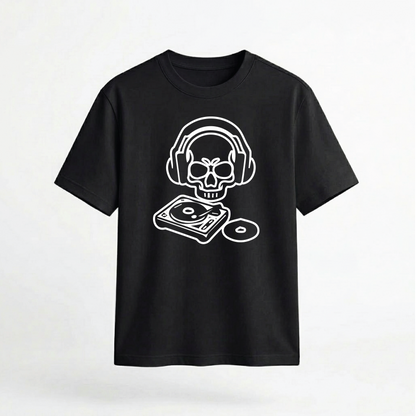 DJ Skull Turntable Graphic 100% Cotton Unisex T-Shirt