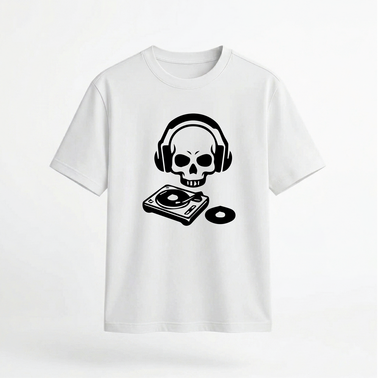 DJ Skull Turntable Graphic 100% Cotton Unisex T-Shirt