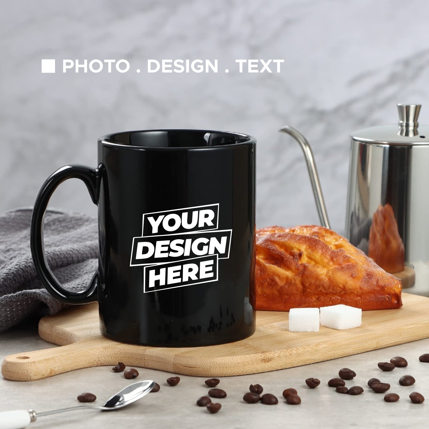 Personalized Photo or Logo Printed Black Mug