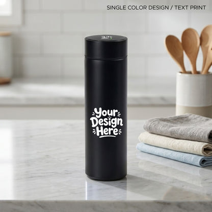 Smart Hydration: Customizable Temperature Display Flask (Black)