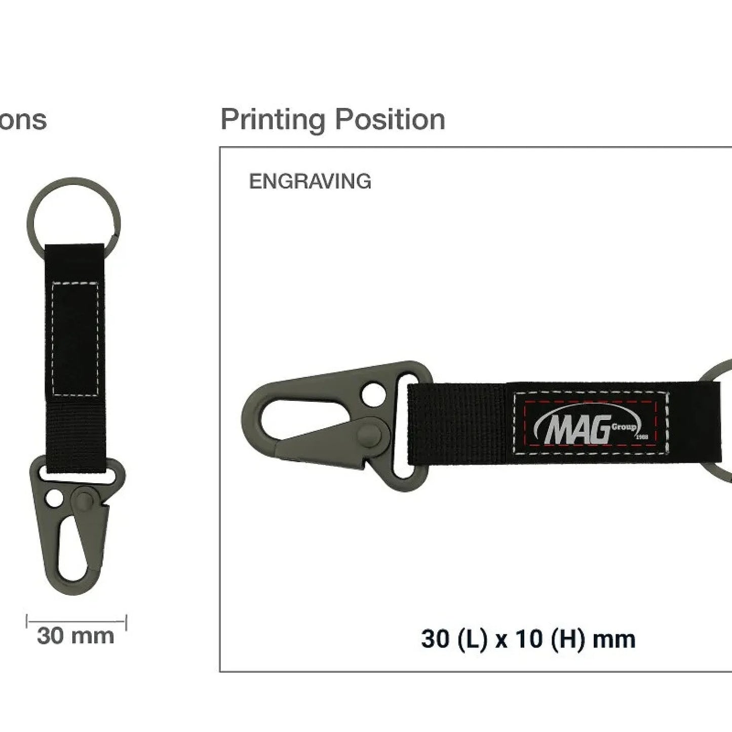 Personalized Laserable PU Leather Keychains with Sling Snap Hook (Gray)