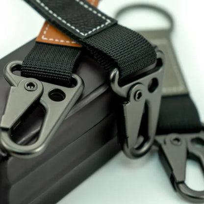 Personalized Laserable PU Leather Keychains with Sling Snap Hook (Gray)
