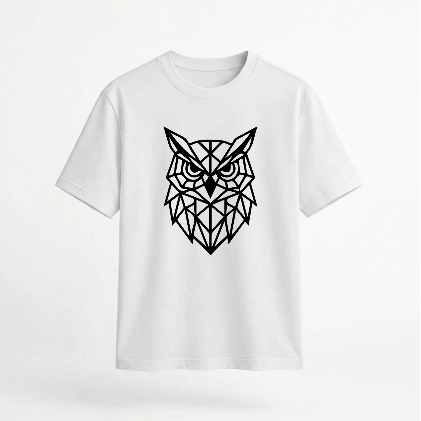 Geometric Owl Head Abstract Art 100% Cotton Unisex T-Shirt
