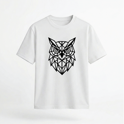 Geometric Owl Head Abstract Art 100% Cotton Unisex T-Shirt