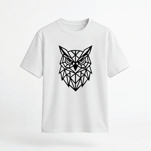 Geometric Owl Head Abstract Art 100% Cotton Unisex T-Shirt