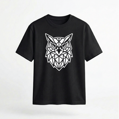 Geometric Owl Head Abstract Art 100% Cotton Unisex T-Shirt