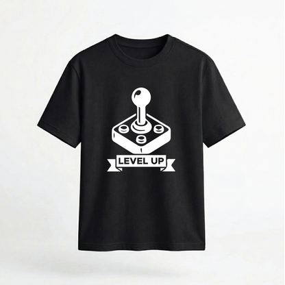 Level Up Retro Arcade Joystick Graphic 100% Cotton Unisex T-Shirt