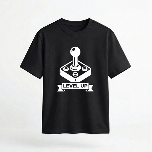 Level Up Retro Arcade Joystick Graphic 100% Cotton Unisex T-Shirt