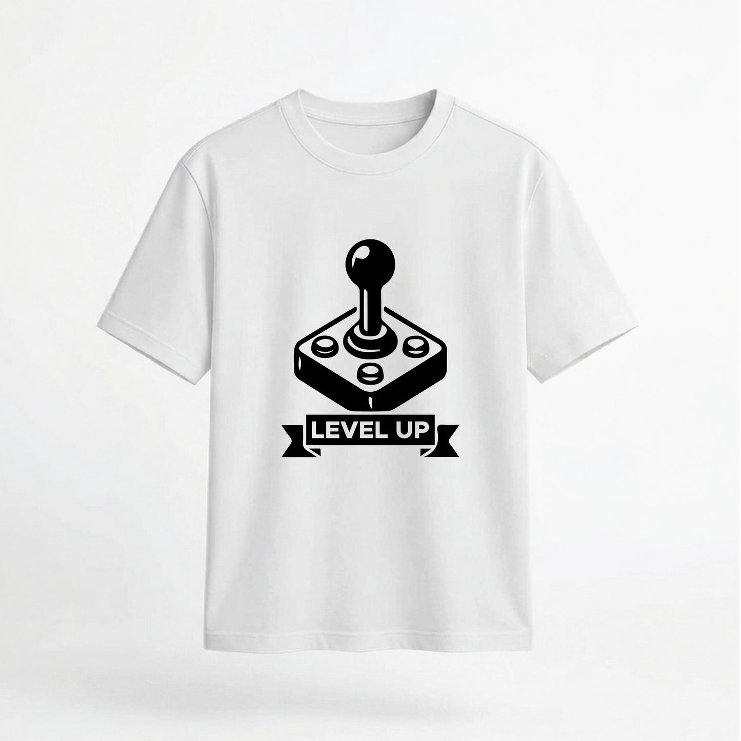 Level Up Retro Arcade Joystick Graphic 100% Cotton Unisex T-Shirt