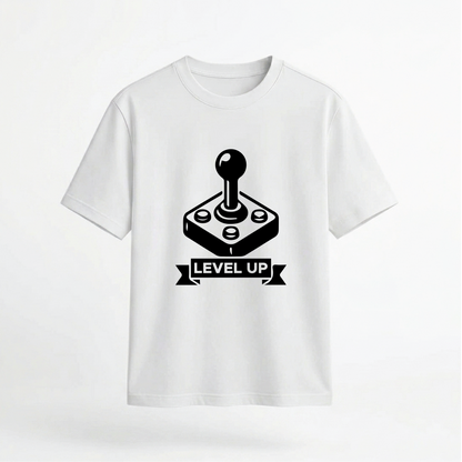 Level Up Retro Arcade Joystick Graphic 100% Cotton Unisex T-Shirt