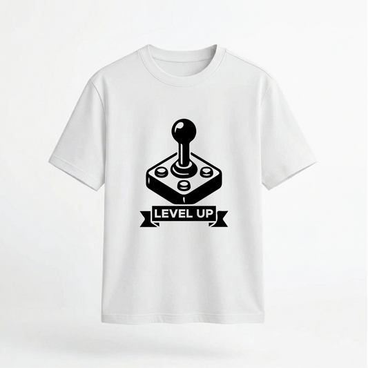 Level Up Retro Arcade Joystick Graphic 100% Cotton Unisex T-Shirt