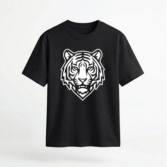 Fierce Tribal Tiger Head Graphic 100% Cotton Unisex T-Shirt