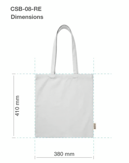 Personalized Recycled Cotton Bags with Durable Long Straps (One color Print)