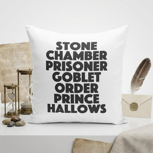 FMstyles - Harry Potter Typography Printed Premium White Polyester Quote Cushion Cover (40 x 40 cm) – Decorative Throw Pillow